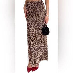 Leopard Print Maxi Skirt size XL